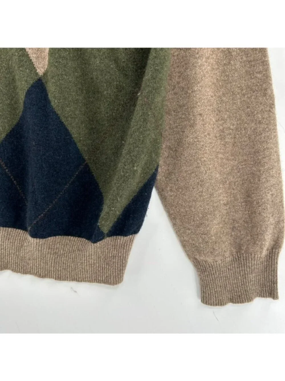 American Blue Pure Cashmere Sweater Mens XL Geometric Pattern V-Neck Long Sleeve